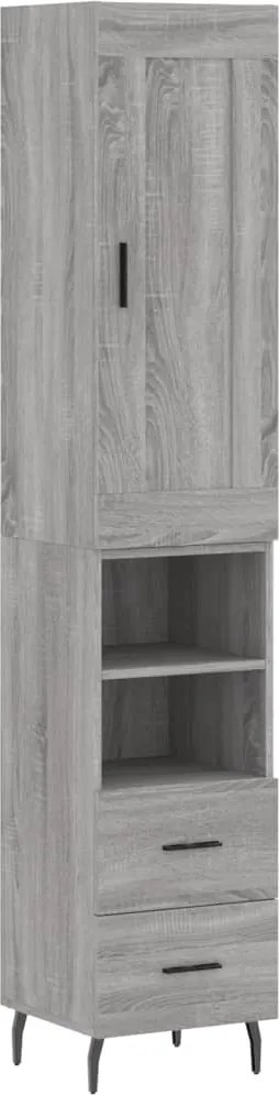 vidaXL Dulap înalt, gri sonoma, 34,5x34x180 cm, lemn prelucrat