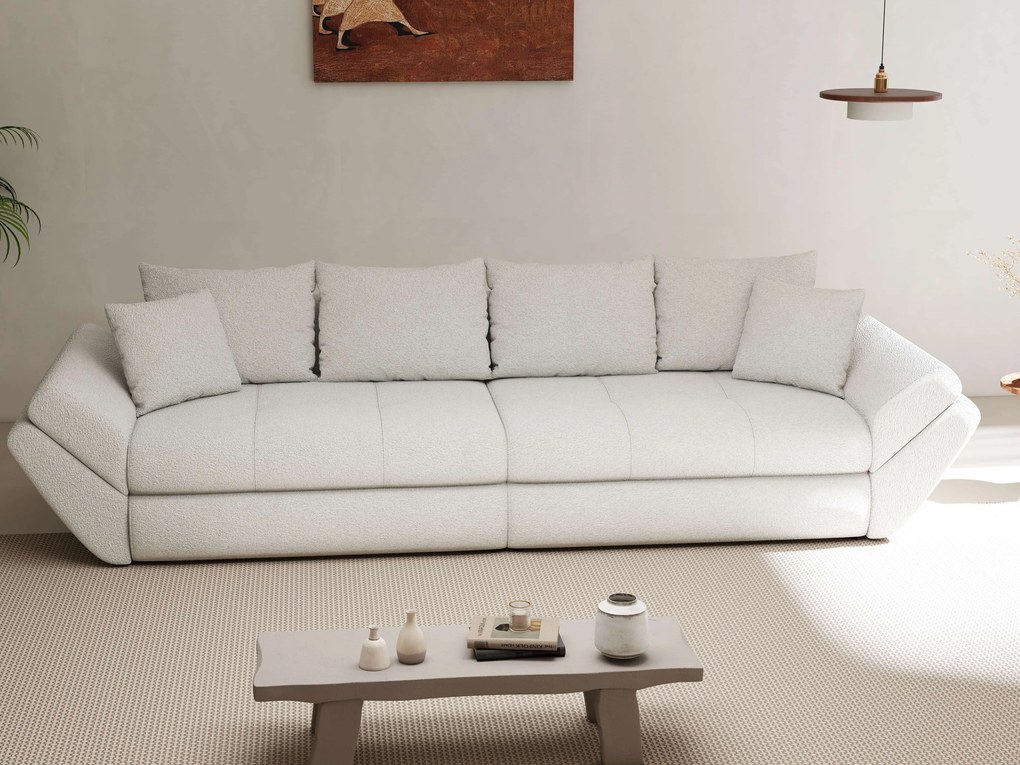 Canapea extensibilă dumonde cu ladă de depozitare si sezut confortabil din spuma high-density, Loana Euphoria Ivory 300x100 cm