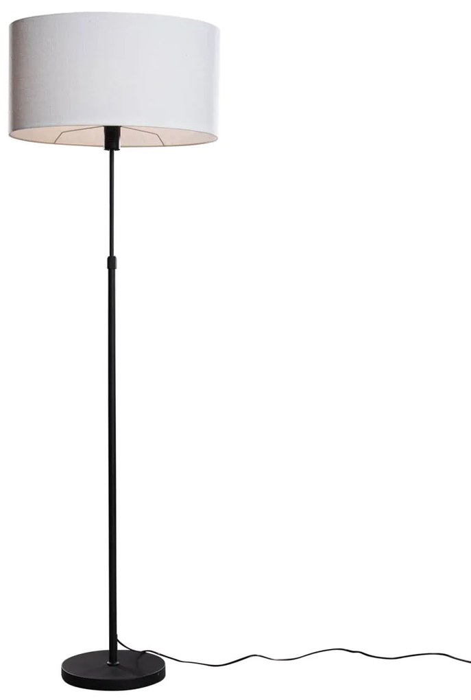 Vloerlamp zwart met ovale linnen kap wit 50cm - Parte