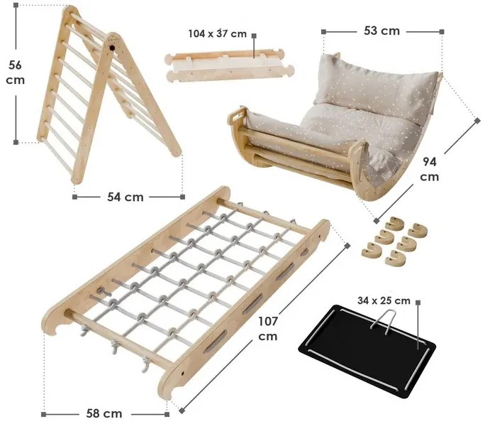 Juskys Set de cățărare pentru copii Movario 5 în 1