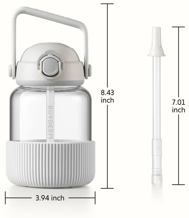 Sticla BUYDEEM DG78-OW, 800 ml, Pai pop-up, Maner, Sticla rezistenta la caldura pana la 150°C, Etansare triplă, Alb