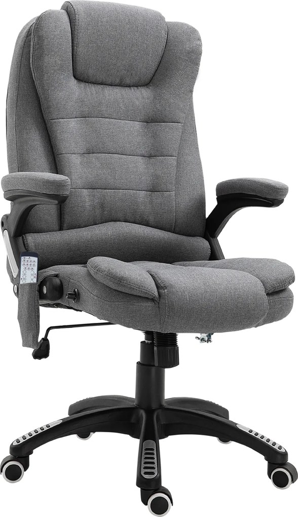 Vinsetto Fotoliu Relax cu 6 Zone de Masaj, Spătar Reglabil și Design Ergonomic, Gri | Aosom Romania
