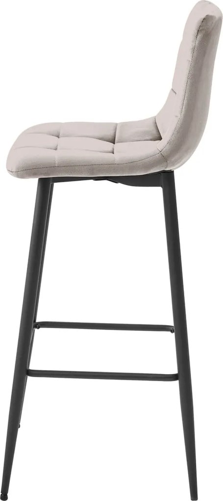 OFERTA Scaun de bar ARCETO VELVET cu picioare negre, bej Calitatea a II-a