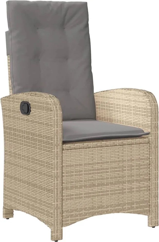 vidaXL Scaun de grădină rabatabil cu perne, bej combinat, poliratan