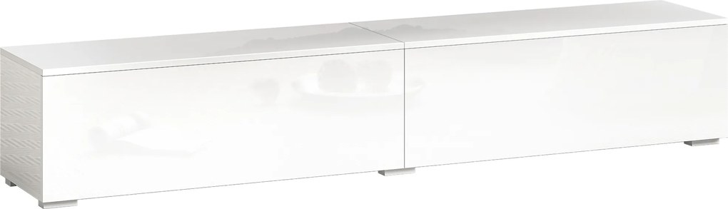 HOMCOM Dulap TV Suspendat 180 cm pentru TV până la 75 Inch, Dulap Modern pentru Living cu Uși cu Deschidere prin Apăsare și Orificii pentru Cabluri, Consolă Multimedia Montată pe Perete, Alb Lucios | Aosom Romania