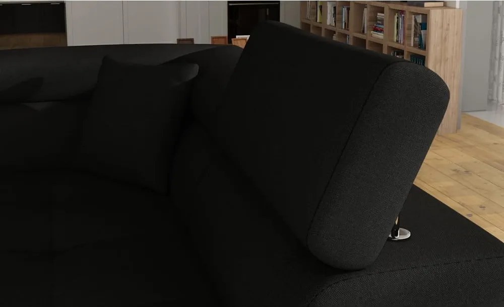 Colțar negru extensibil/cu spațiu de depozitare (cu colț pe partea dreaptă/în formă de ”L”) Anton – ELTAP