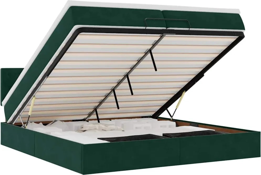 vidaXL Cadru pat otoman cu saltea verde închis 200x200 cm catifea