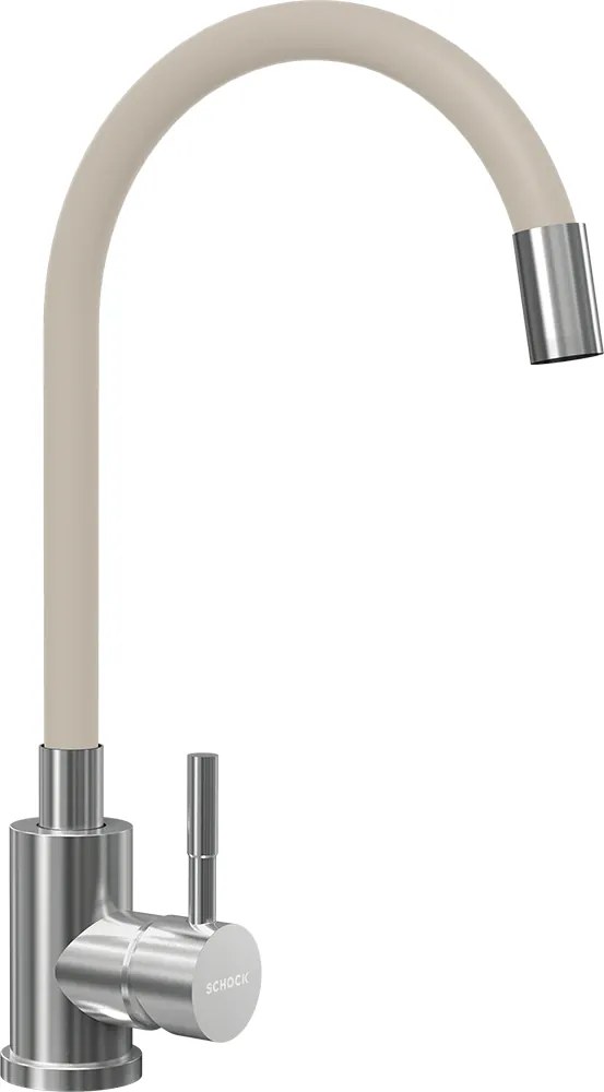 Baterie bucatarie Schock Flora inox periat cu pipa flexibila, cartus ceramic, nisip