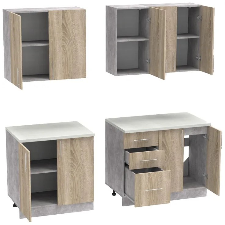 Set mobila bucatarie 4 buc Festa V Pako World Sonoma 160x60x85 cm
