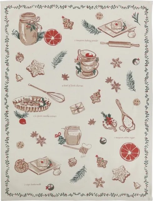 Prosop de bucătărie, din bumbac, cu imprimeu motiv culinar de Crăciun, 50x70 cm, „Aix"