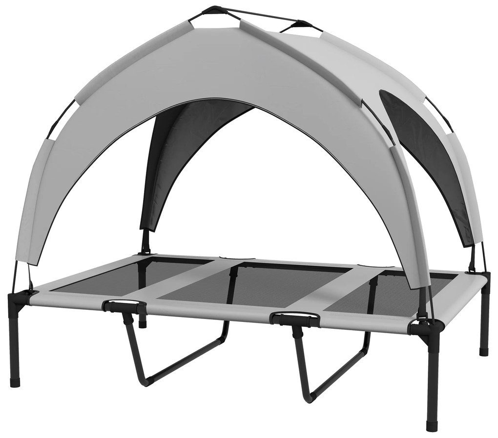 PawHut Pat pentru animale de companie pe picioare înalt confort velum anti-UV din oxford, geantă de transport inclusă 106 x 76 x 94 cm gri | Aosom Romania