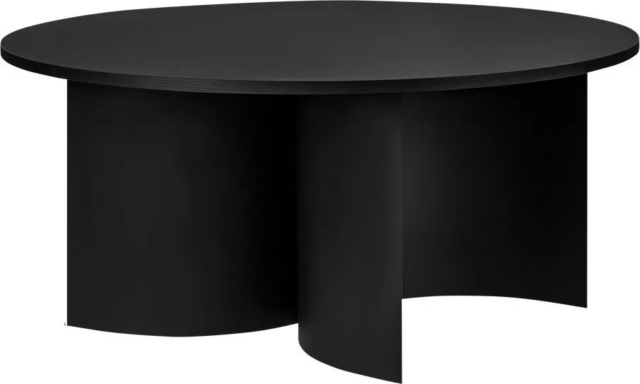 Măsuță de cafea neagră rotundă cu blat cu aspect de lemn de frasin ø 95 cm Gavo – noo.ma