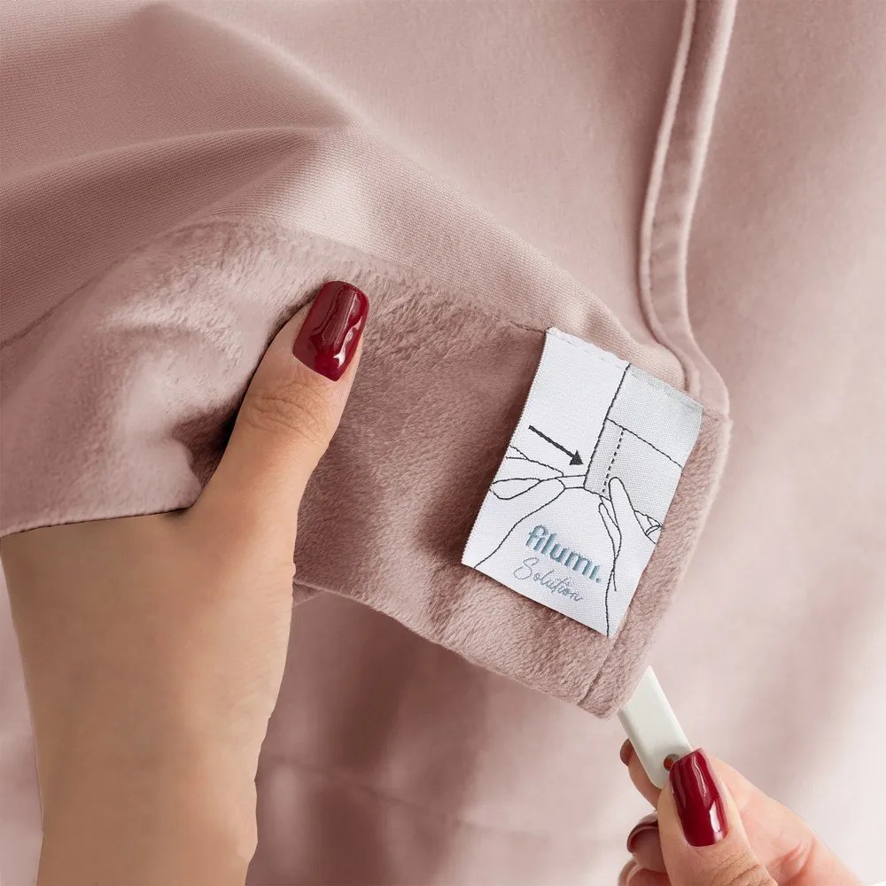 Draperie roz-deschis dimout (semi-opacă) din catifea 200x300 cm Velto – Filumi