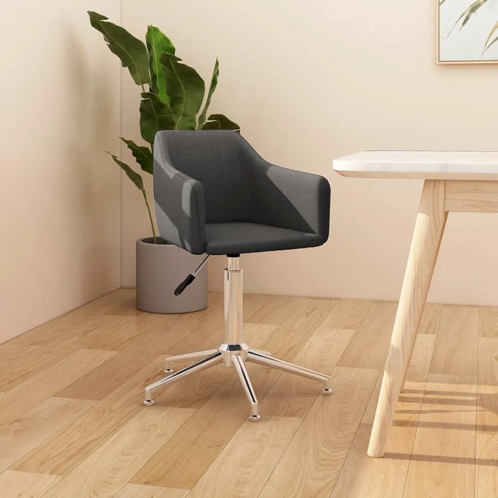331186 vidaXL Scaun de bucătărie pivotant, gri închis, textil