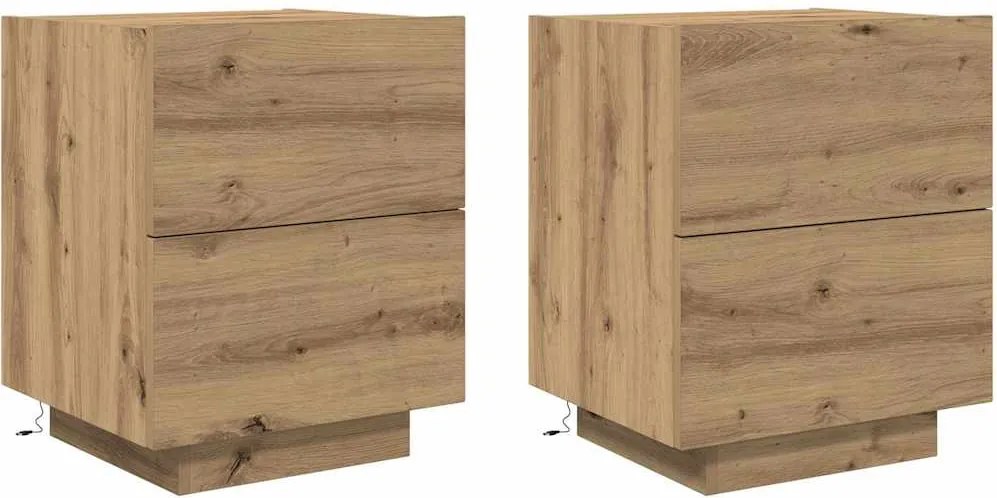 vidaXL Dulap de noapte 2 pcs Stejar Artizanal 45 x 40 x 55 cm