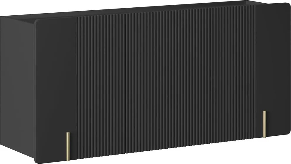 Comodă suspendată Malmi 150 cm cu trei uși - negru mat / auriu