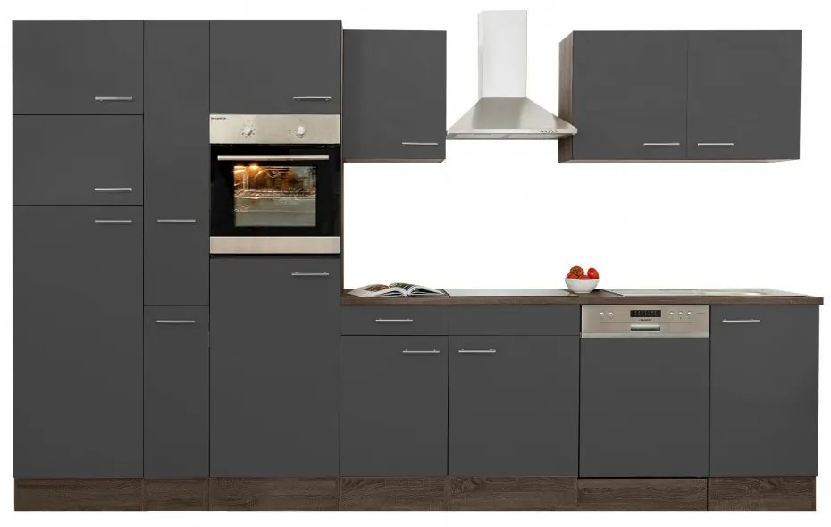 Mobilă de bucătărie Yorki 370, corp din stejar Yorki, cu față antracit satinat