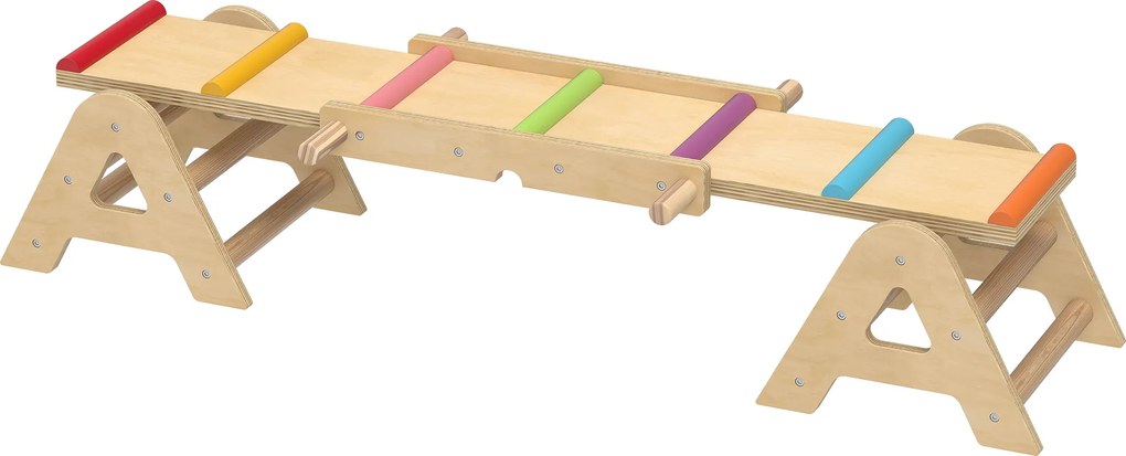 AIYAPLAY 2 în 1 Leagăn de Echilibru pentru Copii, Bârnă din Lemn, Leagăn 133 x 38 x 24 cm | Aosom Romania