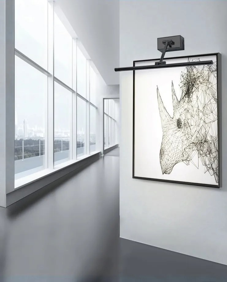 Aplica de perete LED pentru tablou cu brat directionabil DaVinci 90 negru