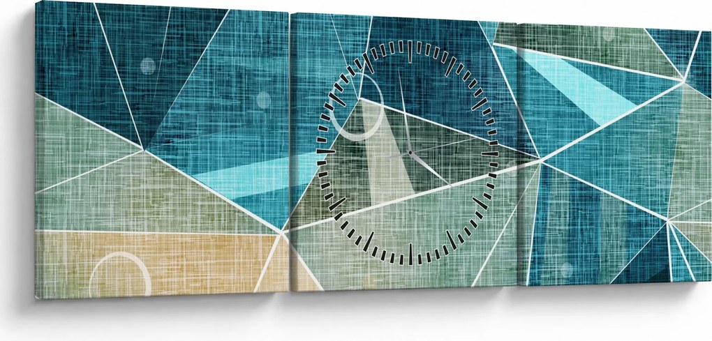 Tablou - Abstract turcoaz (cu ceas) (90x30 cm)