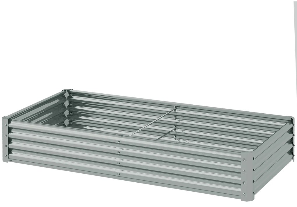 Outsunny Pat de grădină rectangular, pat de grădină ridicat din oțel galvanizat, fund deschis, 180 x 90 x 30 cm, argintiu | Aosom Romania