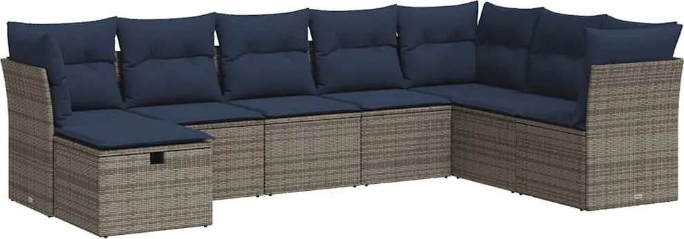 vidaXL Set canapele de grădină cu perne, 8 piese, gri, poliratan