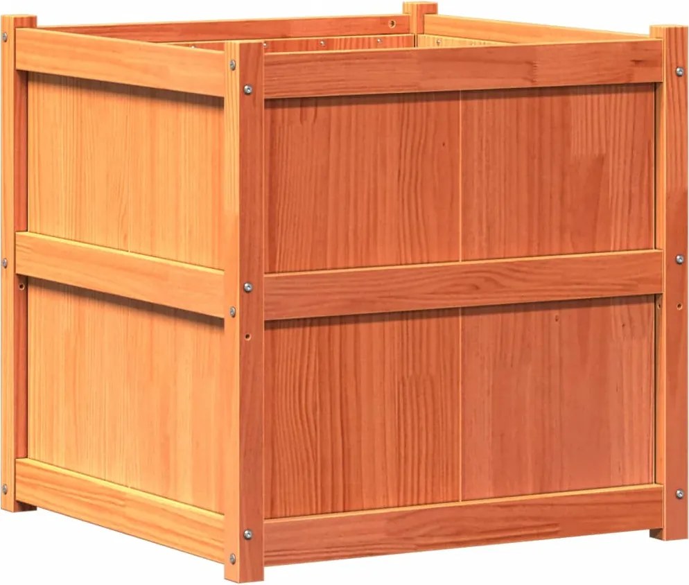 vidaXL Jardinieră de grădină, maro ceruit, 70x70x70 cm, lemn masiv pin