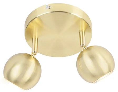 Spotlight rotund retro din alamă cu placă de montaj pe tavan 2 lumini - Gissi