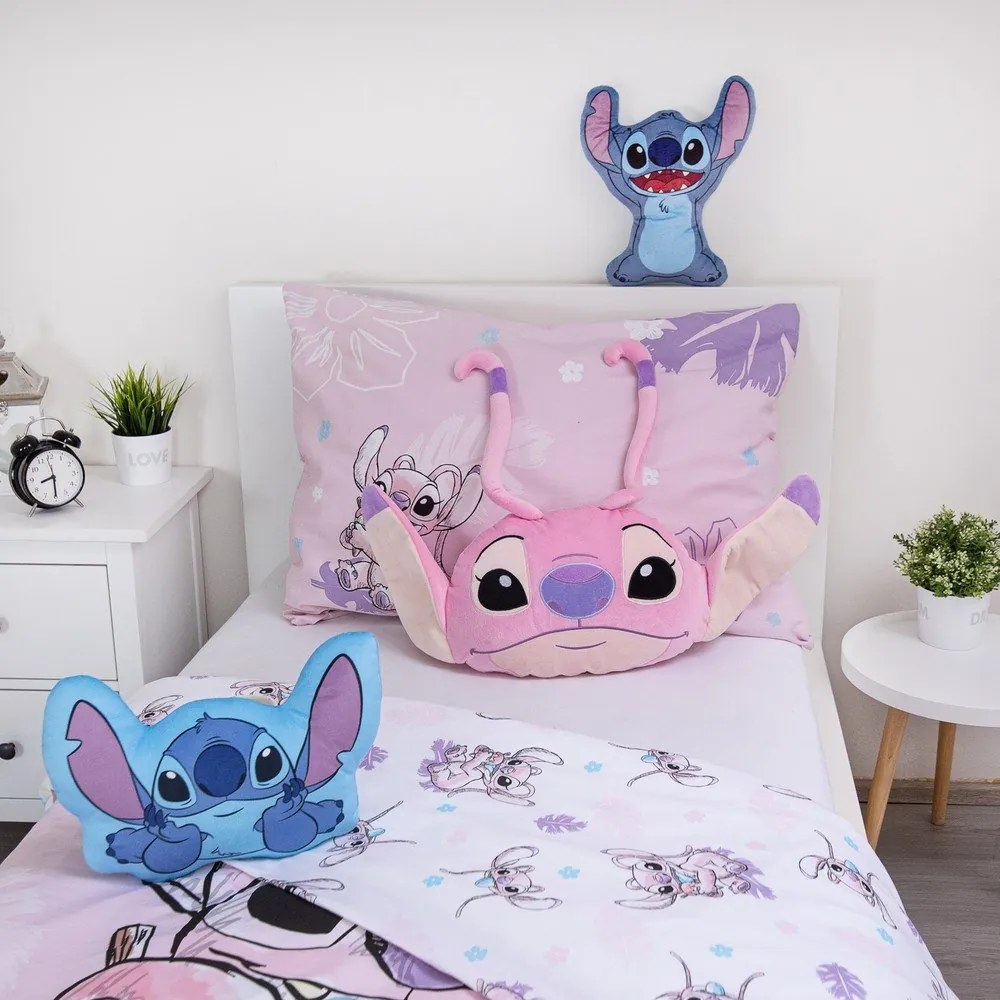 Pernă pentru copii din polar/fleece 41x32 cm Lilo and Stitch "Angel Pink" – Jerry Fabrics
