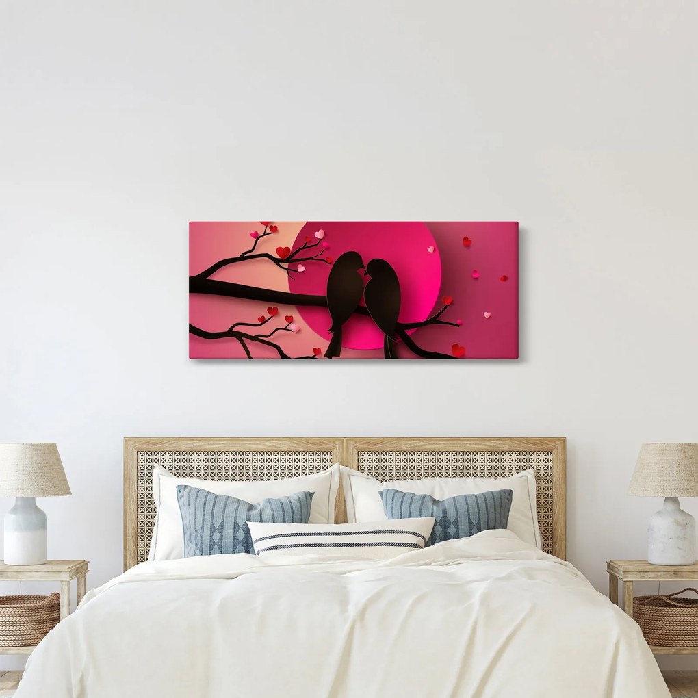 Tablou - Păsări îndrăgostite (120x50 cm)