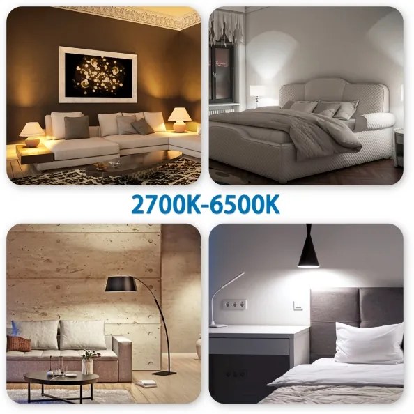 Set de 6 becuri LED dimabile GU10/6,5W/230V 2700-6500K Wi-Fi - Aigostar