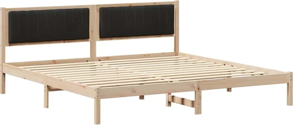 vidaXL Cadru de pat cu headboard Negru 200 x 200 cm Lemn de pin masiv