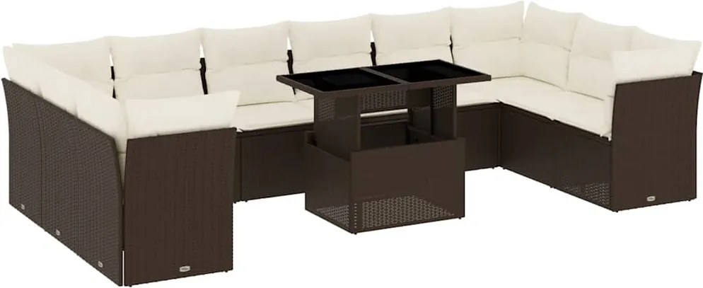 vidaXL Set canapele de grădină cu perne, 11 piese, maro, poliratan