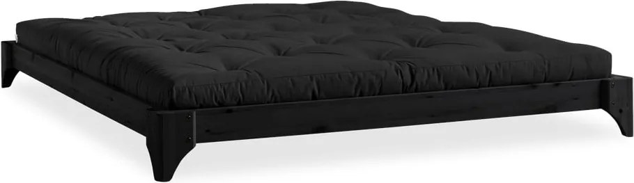 Pat din lemn de pin cu saltea Karup Design Elan Double Latex Black/Black, 180 x 200 cm