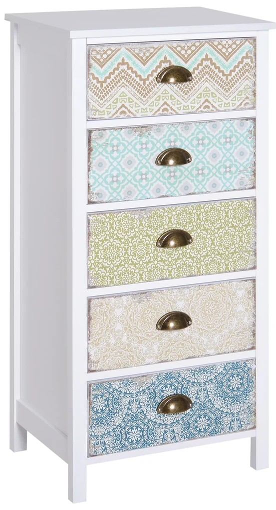 HOMCOM Comodă cu sertare comodă, design modern, 5 sertare, 46 cm x 34 ...