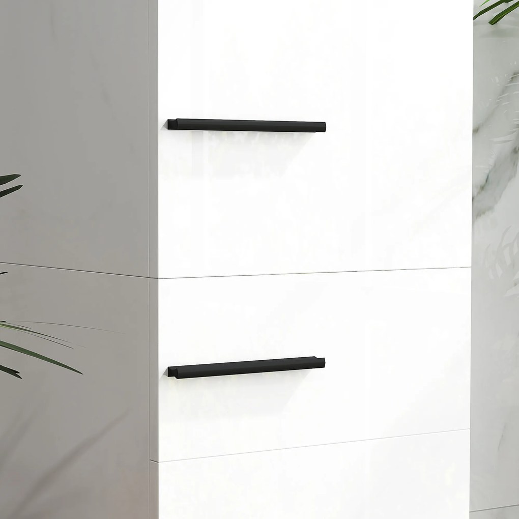 HOMCOM Dulap Înalt de Baie cu Sertar 2 Uși și Rafturi Ajustabile Mobilier Auxiliar de Baie Antirăsturnare 34x32x170 cm Alb | Aosom Romania