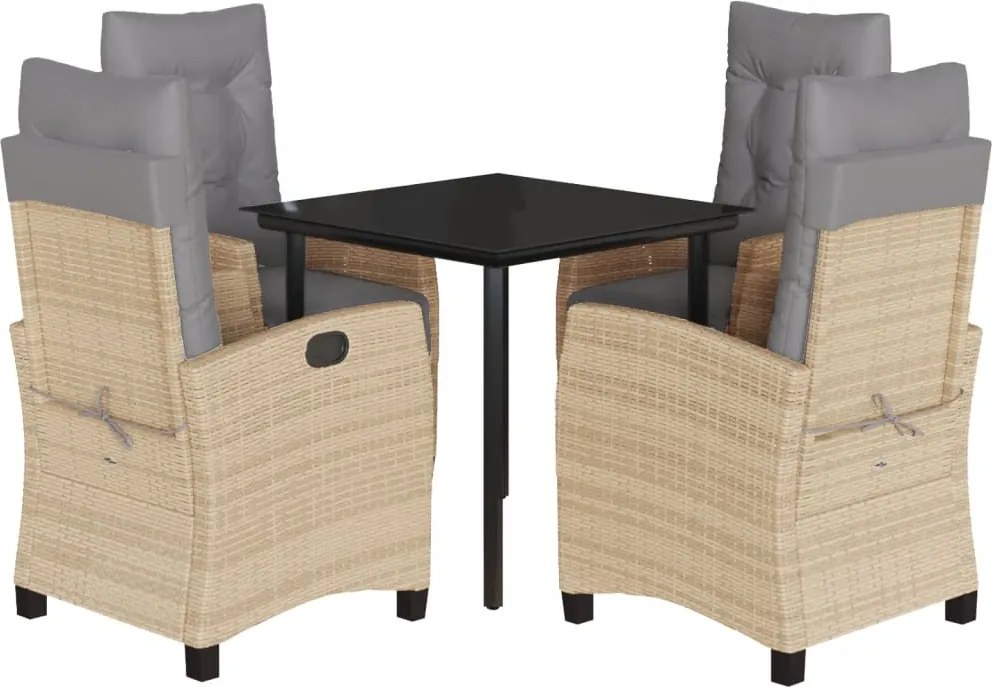 vidaXL Set mobilier pentru grădină, 5 piese, cu perne, bej, poliratan