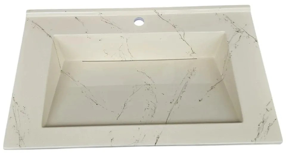 Lavoar(chiuveta) baie compozit granit, cu sifon ascuns, HouseXL LuxMarble, 71x47 cm, montaj pe blat sau masca, antibacterian, aspect marmurat