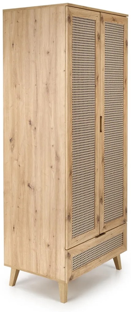 Dulap Borneo S-1 stejar artizan/negru H200 cm