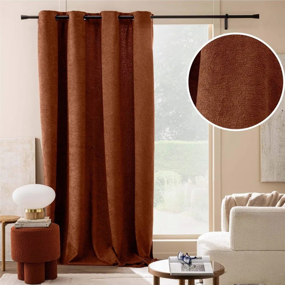 Draperie teracotă din material bouclé 140x260 cm Winona – douceur d'intérieur