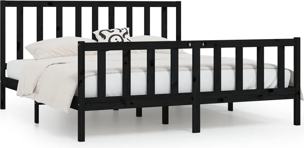 vidaXL Cadru de pat, negru, 200x200 cm, lemn masiv