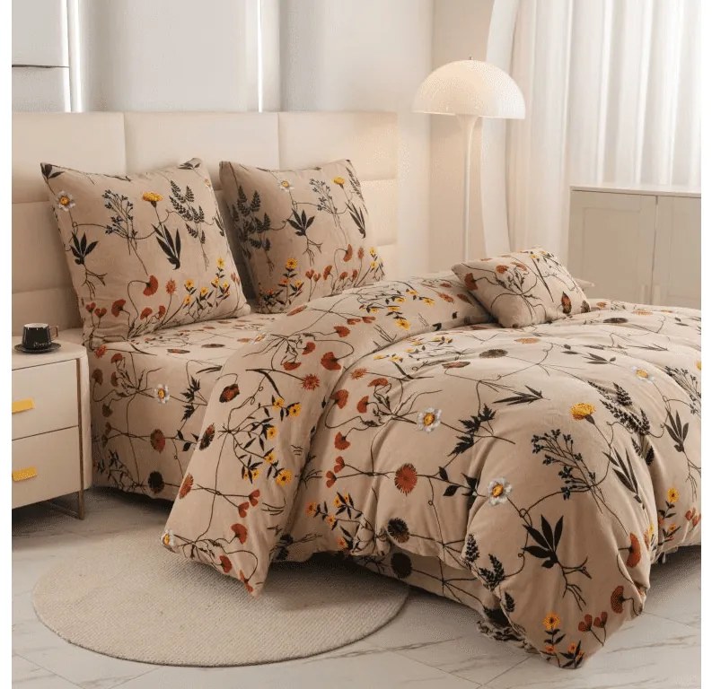 Lenjerie de pat din microplush HERBARIU bej Dimensiune lenjerie de pat: 2 buc 70 x 90 cm | 200 x 220 cm