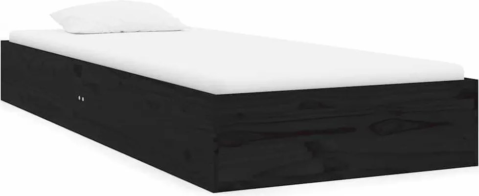 vidaXL Cadru de pat mic single, negru, 75x190 cm, lemn masiv