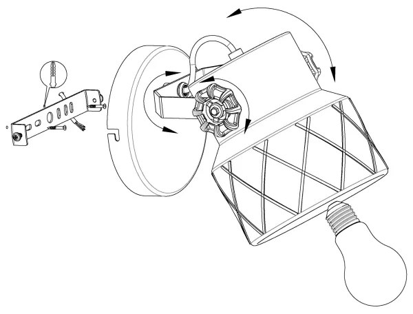 Eglo 39868 - Aplică perete HILCOTT 1xE27/40W/230V