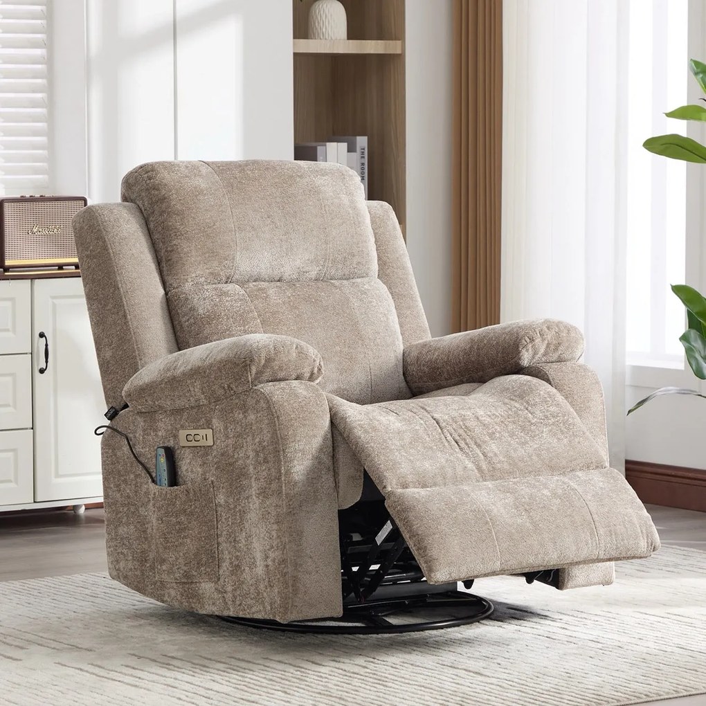 Fotoliu recliner electric dumonde cu funcție de balansare ,rotire și masaj în 8 puncte Arvo