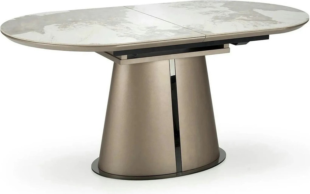 Masa moderna extensibila ROBINSON, bej/cappuccino, ceramica, 160/200x9