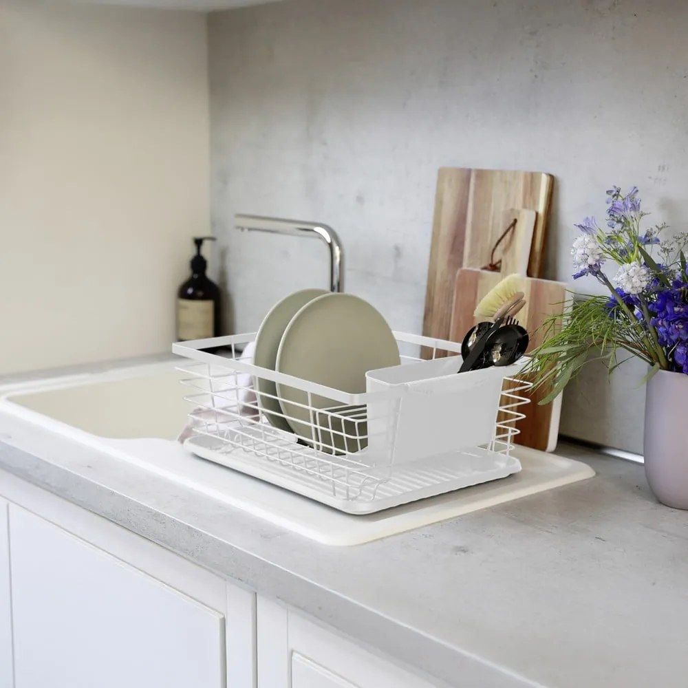 Scurgător de vase alb din metal 36x30 cm Drip – Wenko