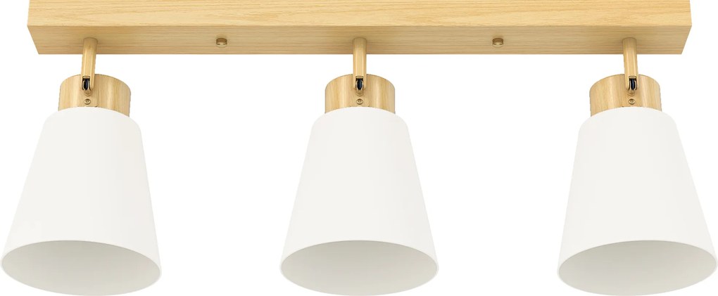 HOMCOM Candelabru de tavan cu 3 puncte de lumină reglabile la 90° și socluri E27, culoare lemn | Aosom Romania