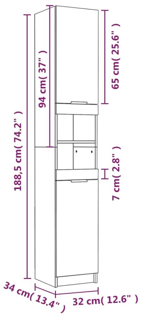 Set dulapuri de baie, 4 piese, gri beton, lemn prelucrat Gri beton, 4