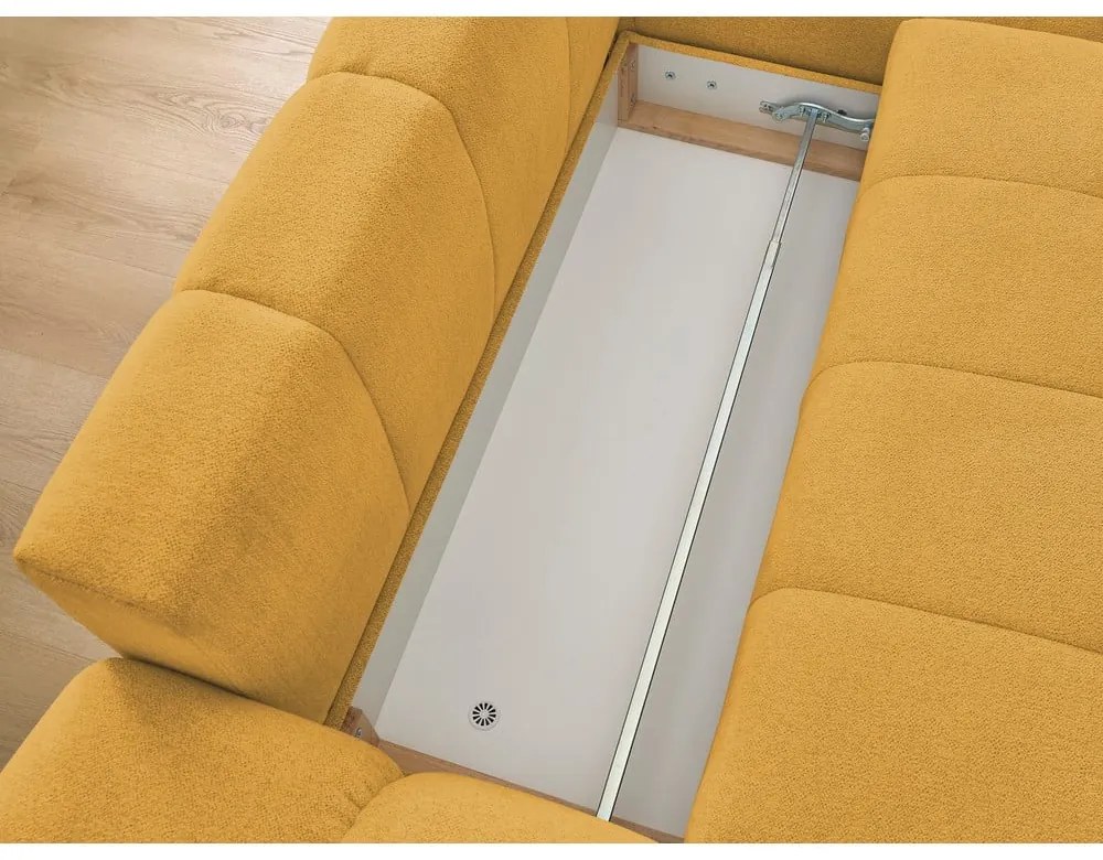 Colțar galben muștar extensibil/cu spațiu de depozitare cu tapițerie din chenille (cu colț pe partea dreaptă/cu șezlong) Everest – Bobochic Paris